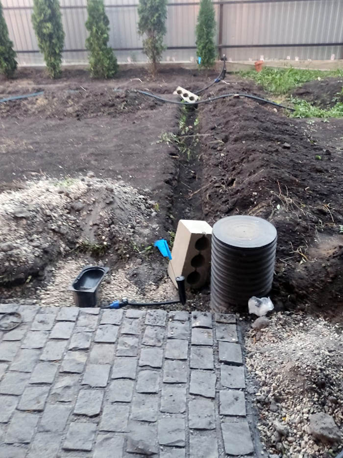 Irrigation system and rainwater drainage well