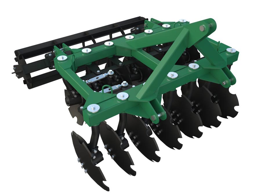 Disc harrow with daisy discs and roller